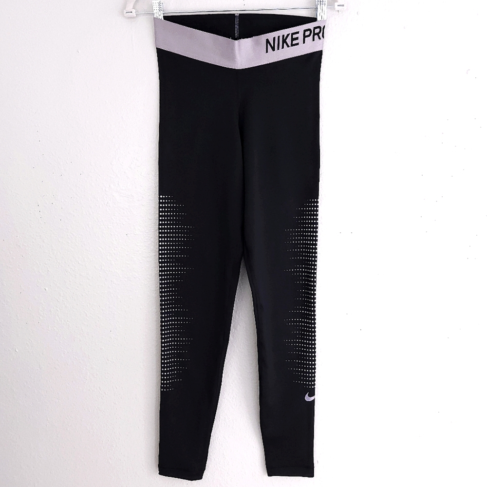 NIKE PRO Training Tight Black Pink Reflective Dots MEDIUM